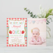 Aardbei 1e verjaardag Uitnodigingszomer Kaart (Staand voorkant)