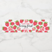 Aardbei 1e verjaardag van Berry Eerste Aangepast Waterfles Etiket (Enkel label)