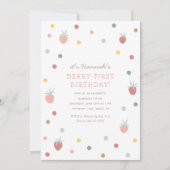 Aardbei 1e verjaardag van Berry eerste verjaardag Kaart (Voorkant)