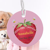 Aardbei 1e verjaardag van Berry First Bedankjes Labels