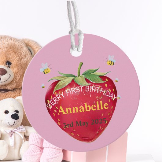 Aardbei 1e verjaardag van Berry First Bedankjes Labels
