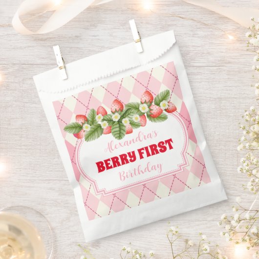 Aardbei 1e verjaardag van Berry First Bedankzakje (Geknipt)