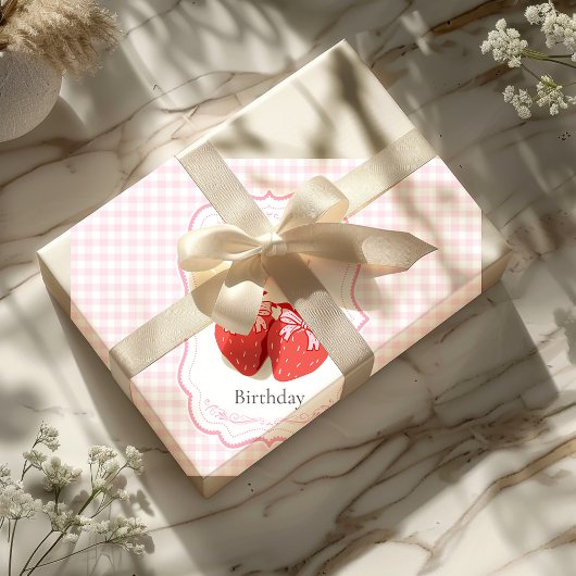 Aardbei 1e verjaardag van Berry First Inpakpapier Vel