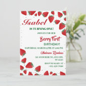 Aardbei 1e verjaardag van Berry First Kaart (Staand voorkant)