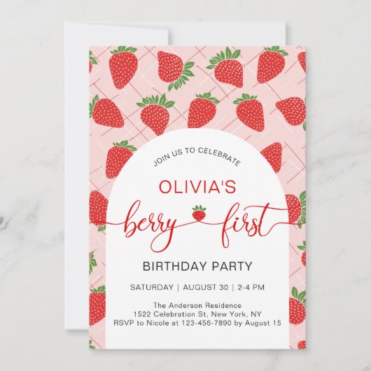 Aardbei 1e verjaardag van Berry First Kaart (Voorkant)