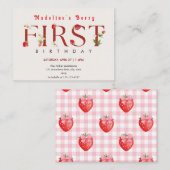 Aardbei 1e verjaardag van Berry First Notitiekaartje (Voorkant / Achterkant)