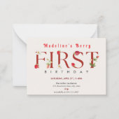 Aardbei 1e verjaardag van Berry First Notitiekaartje (Voorkant)