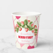 Aardbei 1e verjaardag van Berry First Papieren Bekers (Voorkant)