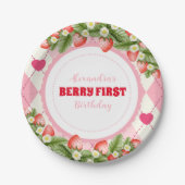 Aardbei 1e verjaardag van Berry First Papieren Bordje (Voorkant)