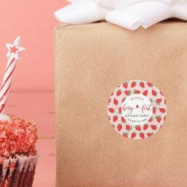 Aardbei 1e verjaardag van Berry First Ronde Sticker