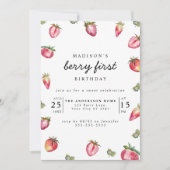 Aardbei 1e verjaardag van Berry First Sweet Kaart (Voorkant)