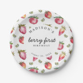 Aardbei 1e verjaardag van Berry First Sweet Pa Papieren Bordje (Voorkant)