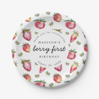 Aardbei 1e verjaardag van Berry First Sweet Papieren Bordje