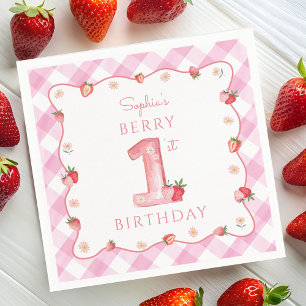 Aardbei 1e verjaardag van Berry First Sweet Servet