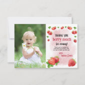 Aardbei 1e verjaardag van Berry Sweet Bedankkaart (Voorkant)