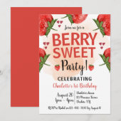 Aardbei 1e verjaardag van Berry Sweet Kaart (Voorkant / Achterkant)