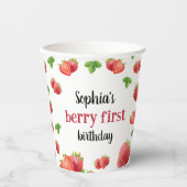 Aardbei 1e verjaardag van Berry Sweet Papieren Bekers (Voorkant)