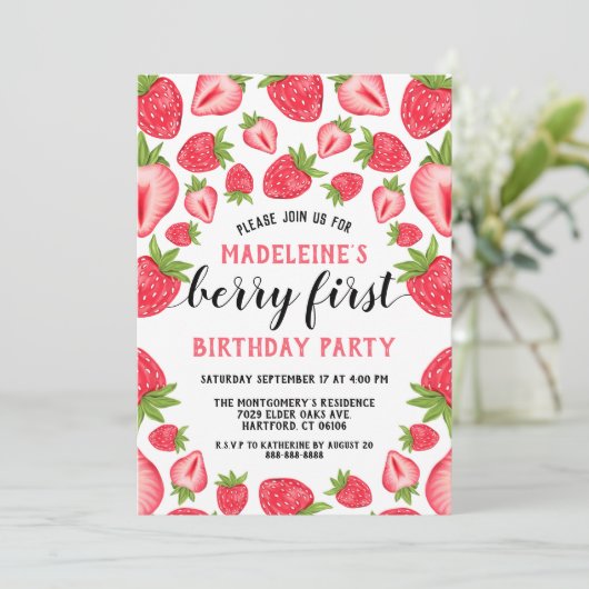 Aardbei 1e verjaardag van de Eerste Aangepast Kaart (Staand voorkant)