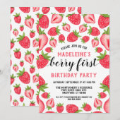 Aardbei 1e verjaardag van de Eerste Aangepast Kaart (Voorkant / Achterkant)