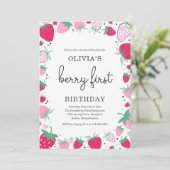 Aardbei 1e verjaardag van de eerste verjaardag van kaart (Staand voorkant)