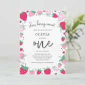 Aardbei 1e verjaardag van de eerste verjaardag van kaart (Staand voorkant)