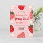 Aardbei 1e verjaardag van de eerste verjaardag van kaart (Staand voorkant)