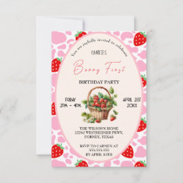 Aardbei 1e verjaardag van de eerste verjaardag van kaart