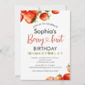 Aardbei 1e Verjaardag Waterverf Red Berry First Kaart (Voorkant)