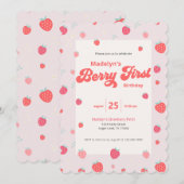 Aardbei 1e verjaardag zomer kaart (Voorkant / Achterkant)