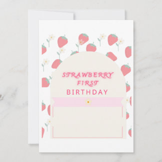 Aardbei 1e Verjaardagsfeest Eerste Uitnodiging