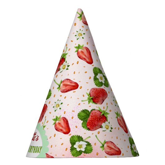 Aardbei 1e verjaardagsfeest Pet Feesthoedjes (Rechts)