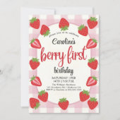 Aardbei 1e Verjaardagsfeestje Berry Eerste Foto Kaart (Voorkant)