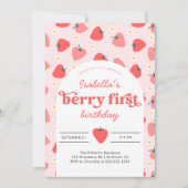 Aardbei 1e Verjaardagsfeestje Berry Eerste Foto Kaart (Voorkant)