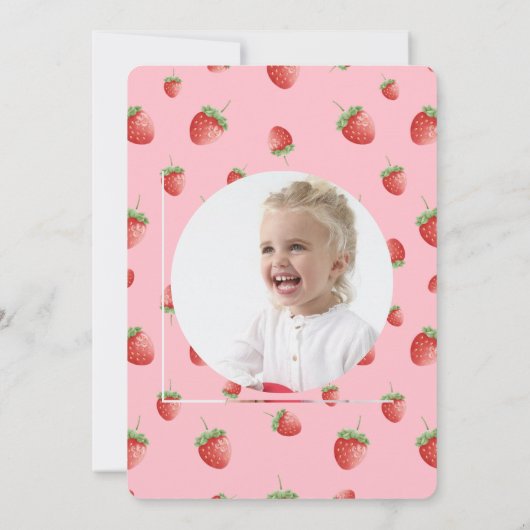 Aardbei 1e Verjaardagsfeestje Berry Eerste Foto Kaart (Achterkant)