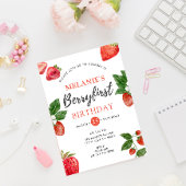 Aardbei 1e verjaardagsfeestje | Berry Eerste meisj Kaart