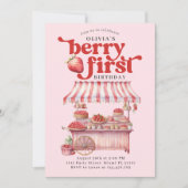 Aardbei 1e Verjaardagsfeestje Berry Eerste Meisje Kaart (Voorkant)