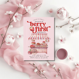 Aardbei 1e Verjaardagsfeestje Berry Eerste Meisje Kaart