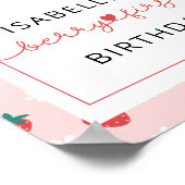 Aardbei 1e Verjaardagsfeestje Berry Eerste Welkom Poster (Hoek)