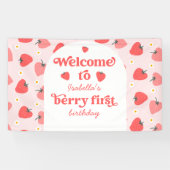Aardbei 1e Verjaardagsfeestje Berry Eerste Welkom Spandoek (Horizontaal)