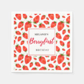Aardbei 1e verjaardagsfeestje | Berry Pattern Servet (Voorkant)