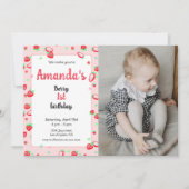 Aardbei 1e verjaardagsfeestje bes eerste kaart (Voorkant)