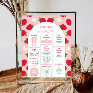 Aardbei 1e verjaardagsfeestje Bes Eerste Verjaarda Poster