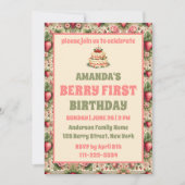 aardbei 1e verjaardagsfeestje foto kaart (Voorkant)