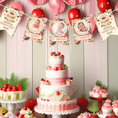  aardbei 1e verjaardagsfeestje foto vlaggetjes