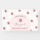 Aardbei 1e verjaardagsfeestje spandoek (Horizontaal)