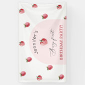 Aardbei 1e verjaardagsfeestje spandoek (Verticaal)