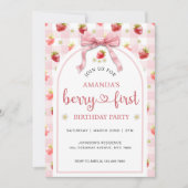 Aardbei 1e Waterverf Berry Eerste Verjaardag Kaart (Voorkant)