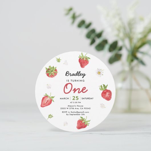 Aardbei 1st Girl Berry Birthday Kaart (Staand voorkant)