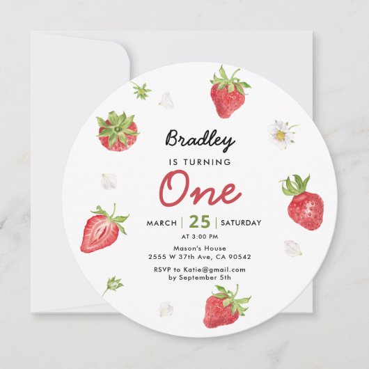 Aardbei 1st Girl Berry Birthday Kaart (Voorkant)