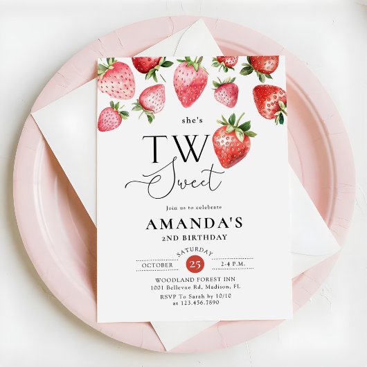 Aardbei 2e verjaardag Two Sweet Kaart